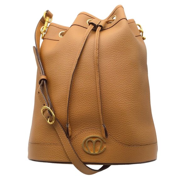 MARK CROSS TAN CALFSKIN LEATHER CHRISTY BUCKET BAG - Picture 1 of 8